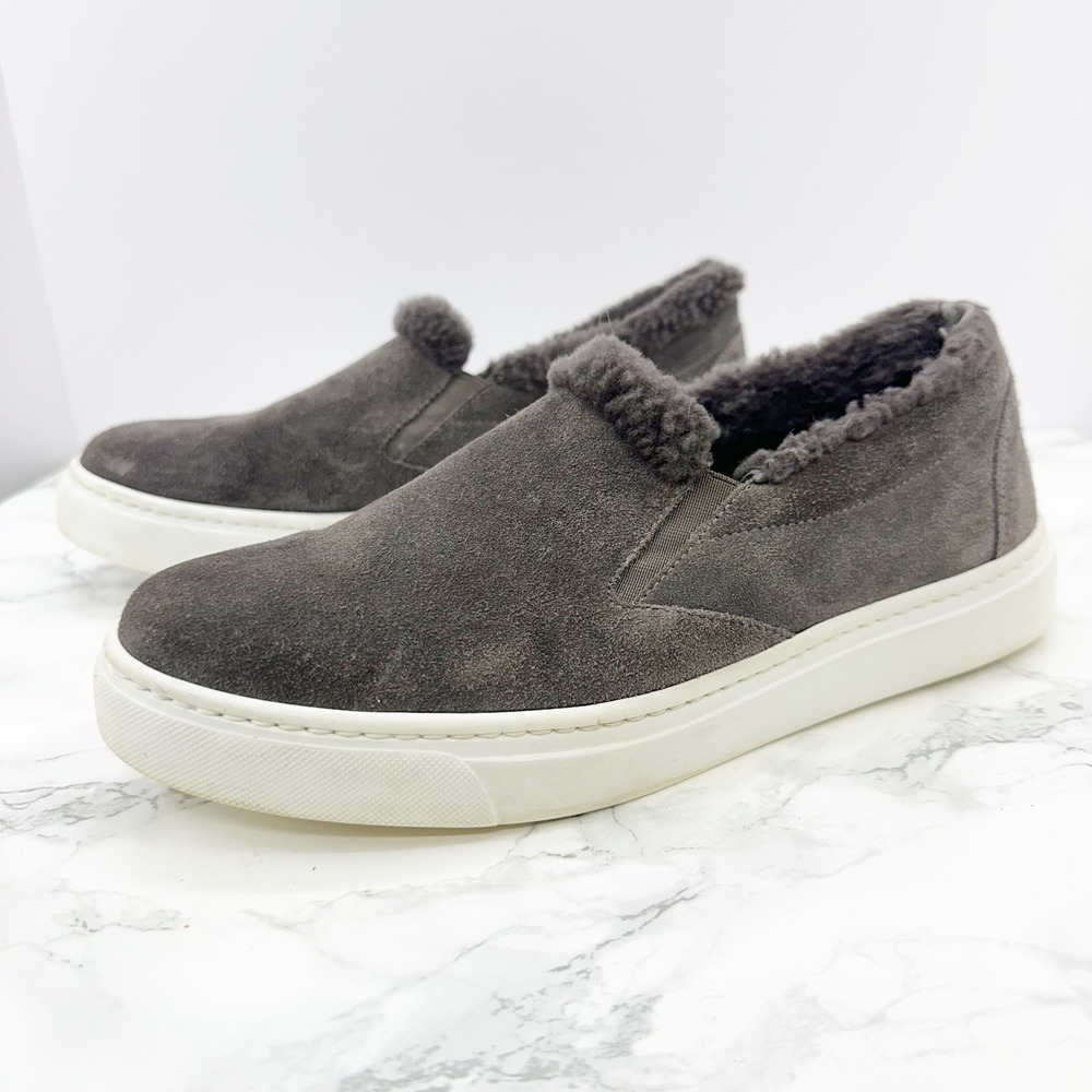 M. Gemi Cerchio Shearling Lined Suede Gray Sneakers Sz 38 US 7.5